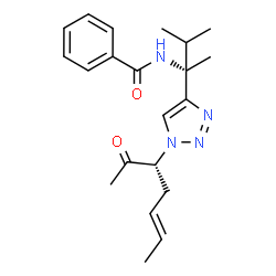 ChemSpider 2D Image | N-[(2S)-3-Methyl-2-{1-[(3R,5E)-2-oxo-5-hepten-3-yl]-1H-1,2,3-triazol-4-yl}-2-butanyl]benzamide | C21H28N4O2