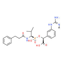 ChemSpider 2D Image | (2S)-(3-Carbamimidamidophenyl)[(hydroxy{(1R)-2-methyl-1-[(3-phenylpropanoyl)amino]propyl}phosphoryl)oxy]acetic acid | C22H29N4O6P