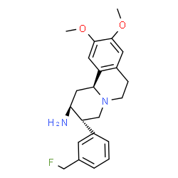ChemSpider 2D Image | (2S,3S,11bS)-3-[3-(Fluoromethyl)phenyl]-9,10-dimethoxy-1,3,4,6,7,11b-hexahydro-2H-pyrido[2,1-a]isoquinolin-2-amine | C22H27FN2O2