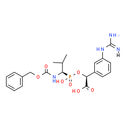 ChemSpider 2D Image | (5R,8S)-8-(3-Carbamimidamidophenyl)-6-hydroxy-5-isopropyl-3-oxo-1-phenyl-2,7-dioxa-4-aza-6-phosphanonan-9-oic acid 6-oxide | C21H27N4O7P