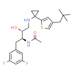 ChemSpider 2D Image | N-[(1s,2r)-1-(3,5-Difluorobenzyl)-3-({1-[4-(2,2-Dimethylpropyl)thiophen-2-Yl]cyclopropyl}amino)-2-Hydroxypropyl]acetamide | C24H32F2N2O2S
