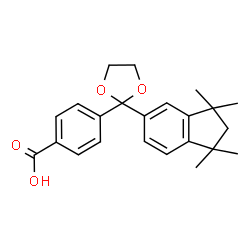 ChemSpider 2D Image | 4-[2-(1,1,3,3-Tetramethyl-2,3-dihydro-1H-inden-5-yl)-1,3-dioxolan-2-yl]benzoic acid | C23H26O4