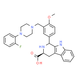 ChemSpider 2D Image | (3S)-1-(3-{[4-(2-Fluorophenyl)-1-piperazinyl]methyl}-4-methoxyphenyl)-2,3,4,9-tetrahydro-1H-beta-carboline-3-carboxylic acid | C30H31FN4O3