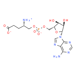 ChemSpider 2D Image | 5'-O-{[(2S)-2-Ammonio-4-carboxylatobutoxy]phosphinato}adenosine | C15H22N6O9P