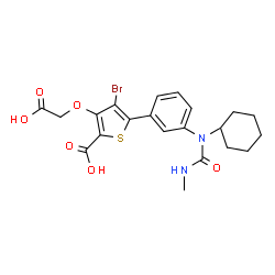ChemSpider 2D Image | 4-Bromo-3-(carboxymethoxy)-5-{3-[cyclohexyl(methylcarbamoyl)amino]phenyl}-2-thiophenecarboxylic acid | C21H23BrN2O6S