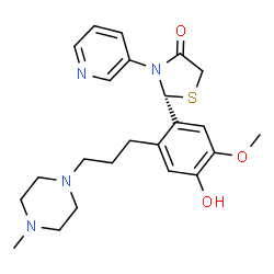 ChemSpider 2D Image | (2r)-2-{4-Hydroxy-5-Methoxy-2-[3-(4-Methylpiperazin-1-Yl)propyl]phenyl}-3-Pyridin-3-Yl-1,3-Thiazolidin-4-One | C23H30N4O3S