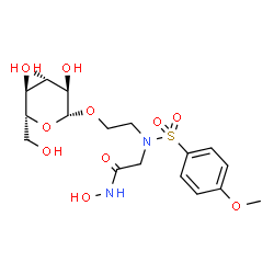 ChemSpider 2D Image | N-Hydroxy-2-{[(4-methoxyphenyl)sulfonyl](2-{[(2R,3R,4S,5S,6R)-3,4,5-trihydroxy-6-(hydroxymethyl)tetrahydro-2H-pyran-2-yl]oxy}ethyl)amino}acetamide | C17H26N2O11S