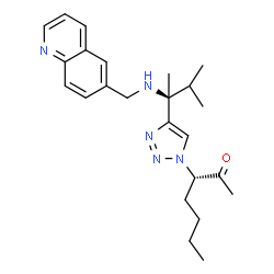 ChemSpider 2D Image | (3S)-3-(4-{(2S)-3-Methyl-2-[(6-quinolinylmethyl)amino]-2-butanyl}-1H-1,2,3-triazol-1-yl)-2-heptanone | C24H33N5O