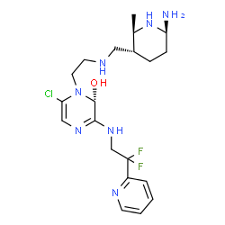 ChemSpider 2D Image | 1-(2-{[(6-AMINO-2-METHYLPYRIDIN-3-YL)METHYL]AMINO}ETHYL)-6-CHLORO-3-[(2,2-DIFLUORO-2-PYRIDIN-2-YLETHYL)AMINO]-1,4-DIHYDROPYRAZIN-2-OL | C20H30ClF2N7O