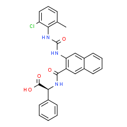 ChemSpider 2D Image | (2S)-[(3-{[(2-Chloro-6-methylphenyl)carbamoyl]amino}-2-naphthoyl)amino](phenyl)acetic acid | C27H22ClN3O4