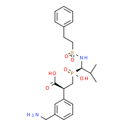 ChemSpider 2D Image | (2S)-2-[3-(Aminomethyl)phenyl]-3-{hydroxy[(1R)-2-methyl-1-{[(2-phenylethyl)sulfonyl]amino}propyl]phosphoryl}propanoic acid | C22H31N2O6PS