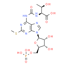 ChemSpider 2D Image | 2-methylthio-N(6)-L-threonylcarbamoyladenine 5'-monophosphate | C16H23N6O11PS