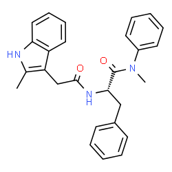 ChemSpider 2D Image | (2S)-N-methyl-2-[2-(2-methyl-1H-indol-3-yl)acetamido]-N,3-diphenylpropanamide | C27H27N3O2