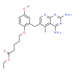 ChemSpider 2D Image | Ethyl 5-{2-[(2,4-diamino-5-methylpyrido[2,3-d]pyrimidin-6-yl)methyl]-4-methoxyphenoxy}pentanoate | C23H29N5O4