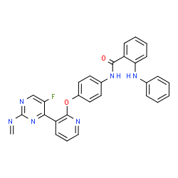 ChemSpider 2D Image | 2-Anilino-N-[4-({3-[5-fluoro-2-(methyleneamino)-4-pyrimidinyl]-2-pyridinyl}oxy)phenyl]benzamide | C29H21FN6O2