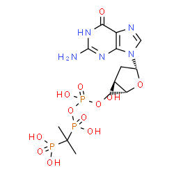 ChemSpider 2D Image | 2'-Deoxy-5'-O-(hydroxy{[hydroxy(2-phosphono-2-propanyl)phosphoryl]oxy}phosphoryl)guanosine | C13H22N5O12P3