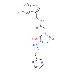 ChemSpider 2D Image | N-(5-CHLORO-BENZO[B]THIOPHEN-3-YLMETHYL)-2-[6-CHLORO-OXO-3-(2-PYRIDIN-2-YL-ETHYLAMINO)-2H-PYRAZIN-1-YL]-ACETAMIDE | C22H23Cl2N5O2S