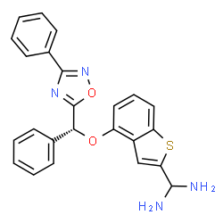 ChemSpider 2D Image | 1-{4-[(R)-Phenyl(3-phenyl-1,2,4-oxadiazol-5-yl)methoxy]-1-benzothiophen-2-yl}methanediamine | C24H20N4O2S
