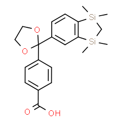 ChemSpider 2D Image | 4-[2-(1,1,3,3-Tetramethyl-2,3-dihydro-1H-1,3-benzodisilol-5-yl)-1,3-dioxolan-2-yl]benzoic acid | C21H26O4Si2
