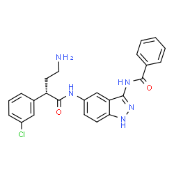 ChemSpider 2D Image | N-(5-{[(2S)-4-Amino-2-(3-chlorophenyl)butanoyl]amino}-1H-indazol-3-yl)benzamide | C24H22ClN5O2