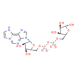 ChemSpider 2D Image | [[(2R,3S,4R,5R)-3,4-dihydroxy-5-(9H-imidazo[2,1-f]purin-6-ium-3-yl)tetrahydrofuran-2-yl]methoxy-oxido-phosphoryl] [(2R,3S,4R,5R)-3,4,5-trihydroxytetrahydrofuran-2-yl]methyl phosphate | C17H22N5O14P2