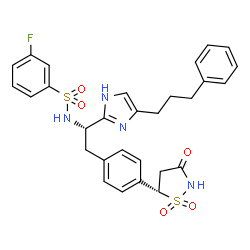 ChemSpider 2D Image | N-{(1s)-2-{4-[(5s)-1,1-Dioxido-3-Oxoisothiazolidin-5-Yl]phenyl}-1-[4-(3-Phenylpropyl)-1h-Imidazol-2-Yl]ethyl}-3-Fluorobenzenesulfonamide | C29H29FN4O5S2