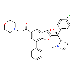 ChemSpider 2D Image | 2-[(S)-(4-Chlorophenyl)(Hydroxy)(1-Methyl-1h-Imidazol-5-Yl)methyl]-N-Morpholin-4-Yl-7-Phenyl-1-Benzofuran-5-Carboxamide | C30H27ClN4O4