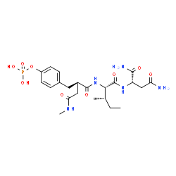 ChemSpider 2D Image | N-{(2R)-4-(Methylamino)-4-oxo-2-[4-(phosphonooxy)benzyl]butanoyl}-L-isoleucyl-L-aspartamide | C22H34N5O9P