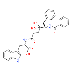 ChemSpider 2D Image | N-[(5S)-5-(Benzoylamino)-4,4-dihydroxy-6-phenylhexanoyl]-L-tryptophan | C30H31N3O6