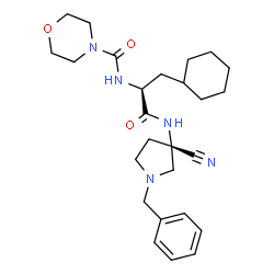 ChemSpider 2D Image | N-[(2S)-1-{[(3S)-1-Benzyl-3-cyano-3-pyrrolidinyl]amino}-3-cyclohexyl-1-oxo-2-propanyl]-4-morpholinecarboxamide | C26H37N5O3