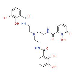 ChemSpider 2D Image | N-[2-(Bis{2-[(2,3-dihydroxybenzoyl)amino]ethyl}amino)ethyl]-1-hydroxy-6-oxo-1,6-dihydro-2-pyridinecarboxamide | C26H29N5O9