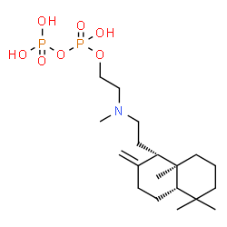 ChemSpider 2D Image | 2-[2-[(1S,4aS,8aS)-5,5,8a-Trimethyl-2-methylene-decalin-1-yl]ethyl-methyl-amino]ethyl phosphono hydrogen phosphate | C19H37NO7P2