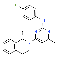 ChemSpider 2D Image | N-(4-Fluorophenyl)-4,5-dimethyl-6-[(1S)-1-methyl-3,4-dihydro-2(1H)-isoquinolinyl]-2-pyrimidinamine | C22H23FN4
