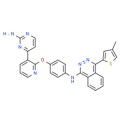 ChemSpider 2D Image | N-(4-{[3-(2-Amino-4-pyrimidinyl)-2-pyridinyl]oxy}phenyl)-4-(4-methyl-2-thienyl)-1-phthalazinamine | C28H21N7OS