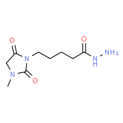 ChemSpider 2D Image | 5-(3-Methyl-2,5-dioxo-1-imidazolidinyl)pentanehydrazide | C9H16N4O3