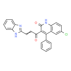 ChemSpider 2D Image | 3-[3-(1H-Benzimidazol-2-yl)acryloyl]-6-chloro-4-phenyl-2(1H)-quinolinone | C25H16ClN3O2