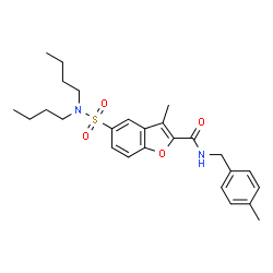 ChemSpider 2D Image | 5-(Dibutylsulfamoyl)-3-methyl-N-(4-methylbenzyl)-1-benzofuran-2-carboxamide | C26H34N2O4S