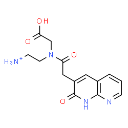 ChemSpider 2D Image | 2-{(Carboxymethyl)[(2-oxo-1,2-dihydro-1,8-naphthyridin-3-yl)acetyl]amino}ethanaminium | C14H17N4O4