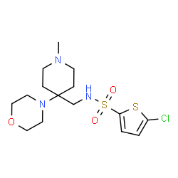 ChemSpider 2D Image | 5-Chloro-N-{[1-methyl-4-(4-morpholinyl)-4-piperidinyl]methyl}-2-thiophenesulfonamide | C15H24ClN3O3S2
