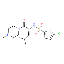 ChemSpider 2D Image | 5-Chloro-N-[(2S)-4-methyl-1-(4-methyl-1-piperazinyl)-1-oxo-2-pentanyl]-2-thiophenesulfonamide | C15H24ClN3O3S2