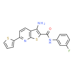 ChemSpider 2D Image | 3-Amino-N-(3-fluorophenyl)-6-(2-thienyl)thieno[2,3-b]pyridine-2-carboxamide | C18H12FN3OS2