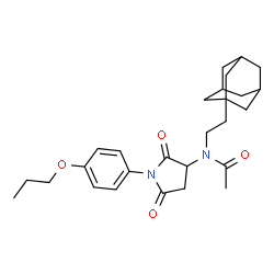 ChemSpider 2D Image | N-[2-(Adamantan-1-yl)ethyl]-N-[2,5-dioxo-1-(4-propoxyphenyl)-3-pyrrolidinyl]acetamide | C27H36N2O4