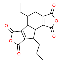 ChemSpider 2D Image | 5-Ethyl-9-propyl-5,5a,9,9a-tetrahydro-3H-furo[3',4':1,2]indeno[4,5-c]furan-1,3,6,8(4H)-tetrone | C18H18O6