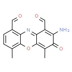 ChemSpider 2D Image | 2-Amino-4,6-dimethyl-3-oxo-3H-phenoxazine-1,9-dicarbaldehyde | C16H12N2O4