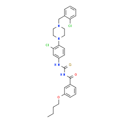 ChemSpider 2D Image | 3-Butoxy-N-({3-chloro-4-[4-(2-chlorobenzyl)-1-piperazinyl]phenyl}carbamothioyl)benzamide | C29H32Cl2N4O2S