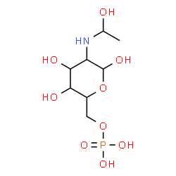 ChemSpider 2D Image | 2-Deoxy-2-[(1-hydroxyethyl)amino]-6-O-phosphonohexopyranose | C8H18NO9P
