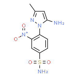 ChemSpider 2D Image | 4-(5-Amino-3-methyl-1H-pyrazol-1-yl)-3-nitrobenzenesulfonamide | C10H11N5O4S