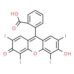 ChemSpider 2D Image | 2-(3-hydroxy-2,4,5,7-tetraiodo-6-oxo-9-xanthenyl)benzoic acid | C20H8I4O5