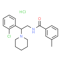 ChemSpider 2D Image | N-[2-(2-Chlorophenyl)-2-(1-piperidinyl)ethyl]-3-methylbenzamide hydrochloride (1:1) | C21H26Cl2N2O