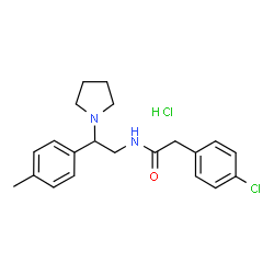 ChemSpider 2D Image | 2-(4-Chlorophenyl)-N-[2-(4-methylphenyl)-2-(1-pyrrolidinyl)ethyl]acetamide hydrochloride (1:1) | C21H26Cl2N2O